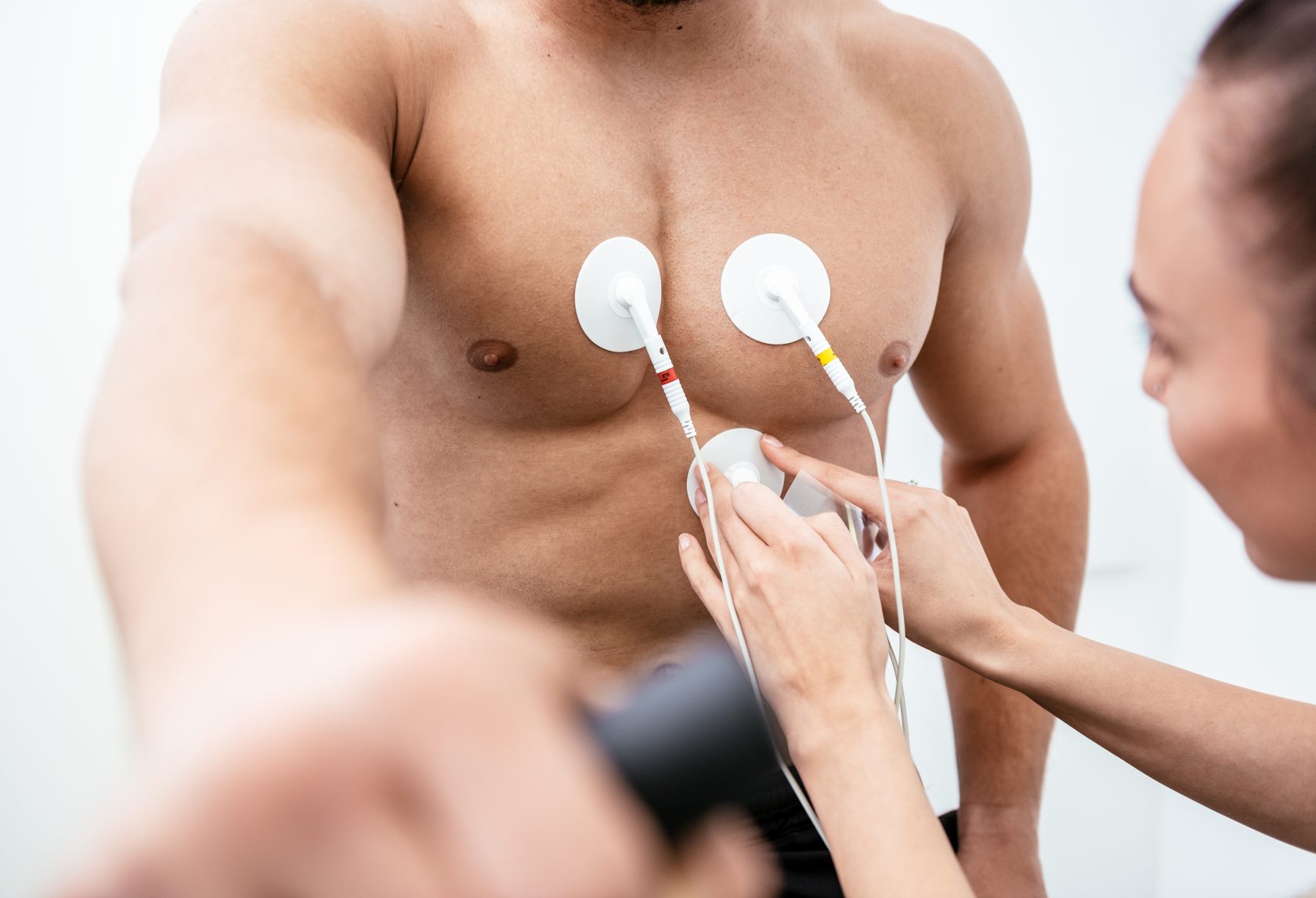 Male athlete does a cardiac stress test