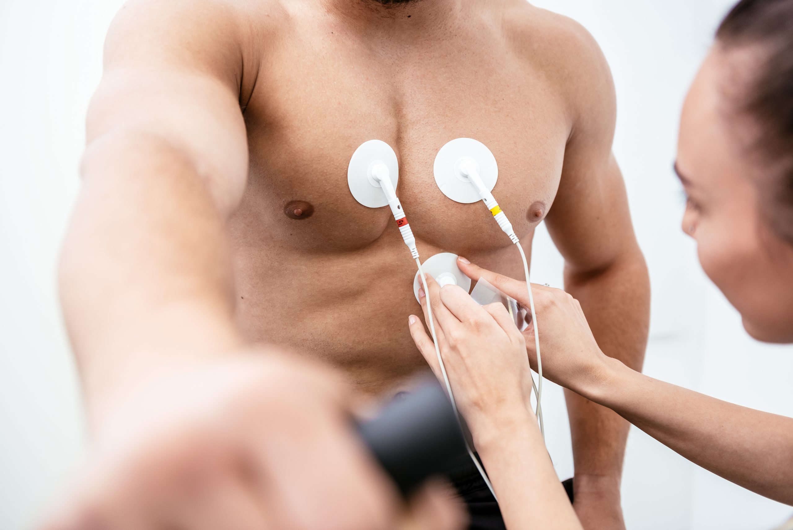 Male athlete does a cardiac stress test